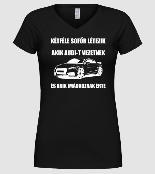 Kétféle sofőr Audi minta fekete pólón