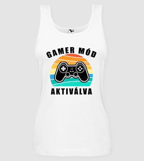 Gamer mód aktiválva minta fehér pólón
