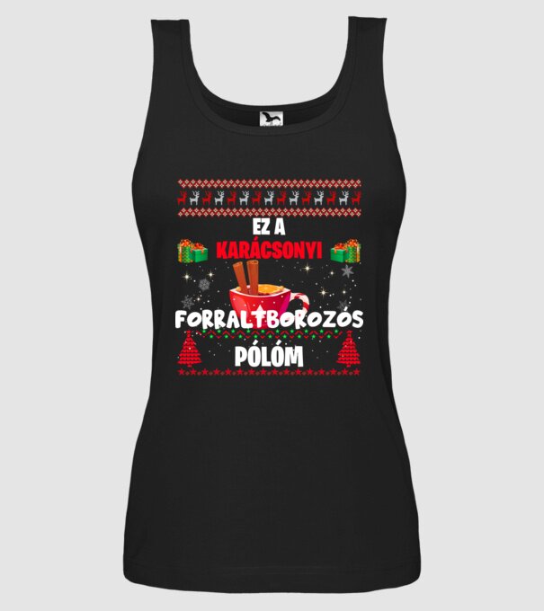 Ez a karácsonyi forraltborozós pólóm minta fekete pólón
