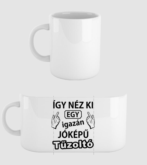 Jóképű tűzoltó minta fehér pólón