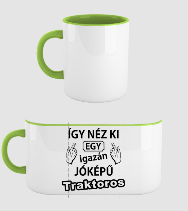 Jóképű traktoros minta zöld pólón