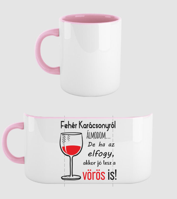 Fehér karácsony minta világos rózsaszín pólón