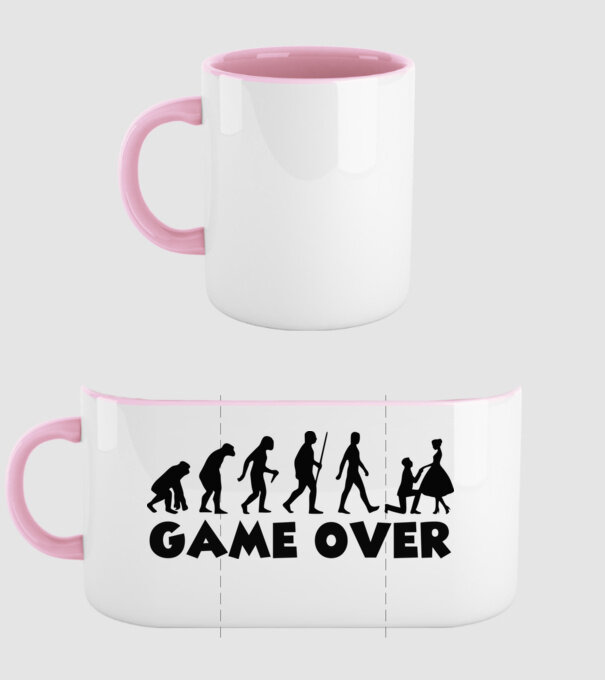 Game Over házasság minta világos rózsaszín pólón