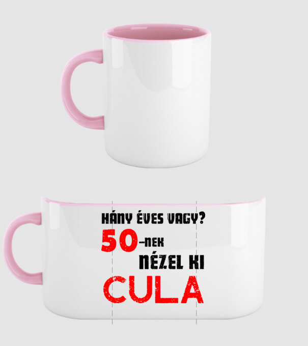 Hány éves vagy? 50-nek nézel ki cula minta világos rózsaszín pólón