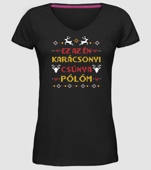 Ez az én karácsonyi csúnya pólóm minta fekete pólón