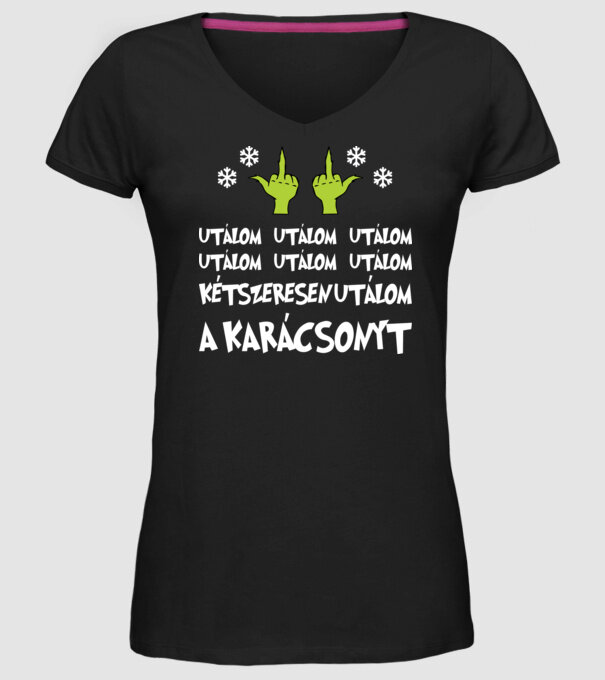 Grincs utálom a karácsonyt minta fekete pólón