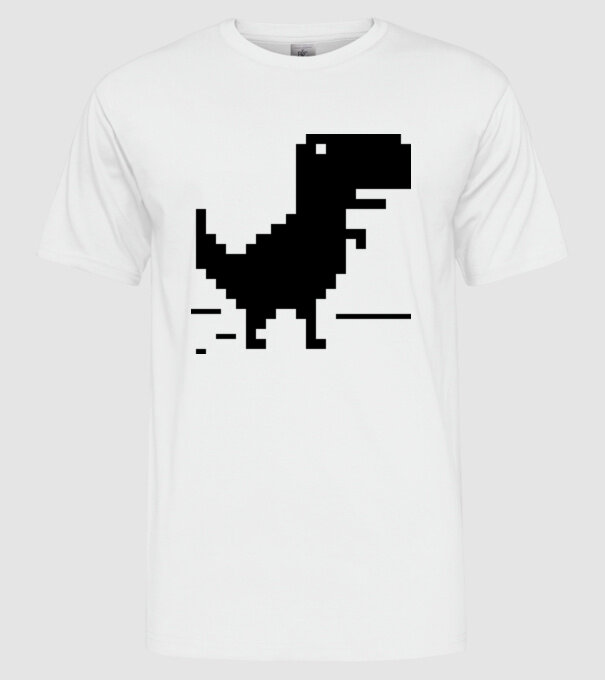 Pixel dinó minta fehér pólón