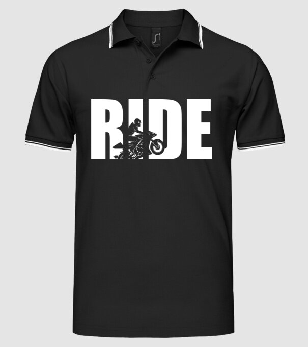 Ride motoros minta fekete pólón