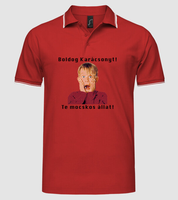 Boldog Karácsonyt! minta piros pólón