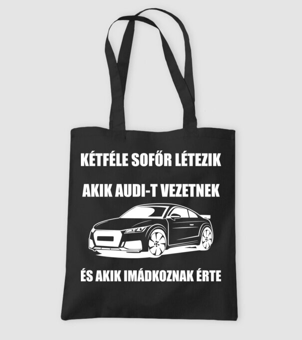 Kétféle sofőr Audi minta fekete pólón