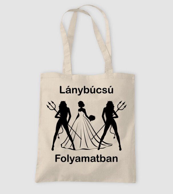Lánybúcsú folyamatban minta homokszín pólón