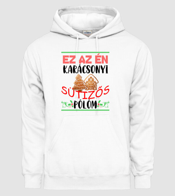 Ez az én karácsonyi sütizős minta fehér pólón