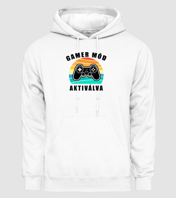 Gamer mód aktiválva minta fehér pólón