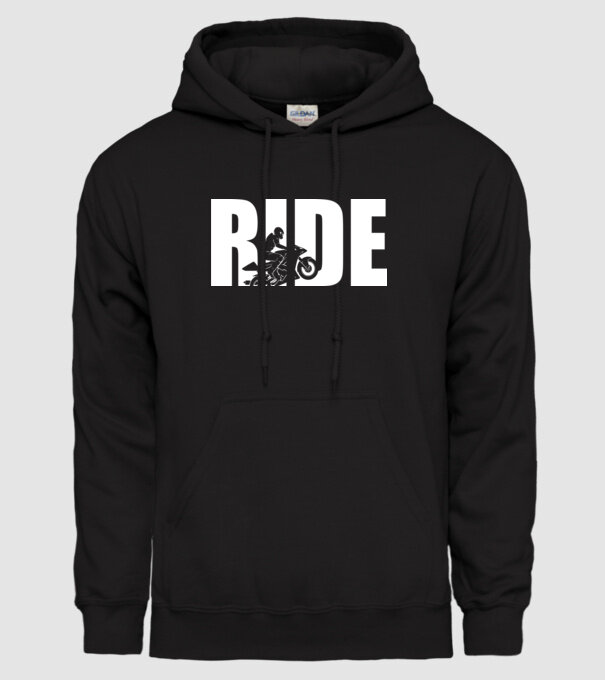 Ride motoros minta fekete pólón