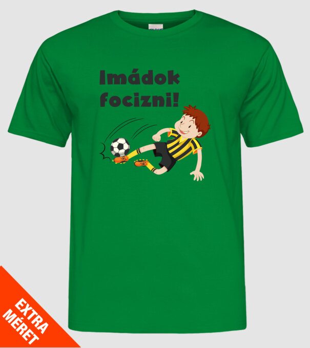 Imádok focizni minta zöld pólón