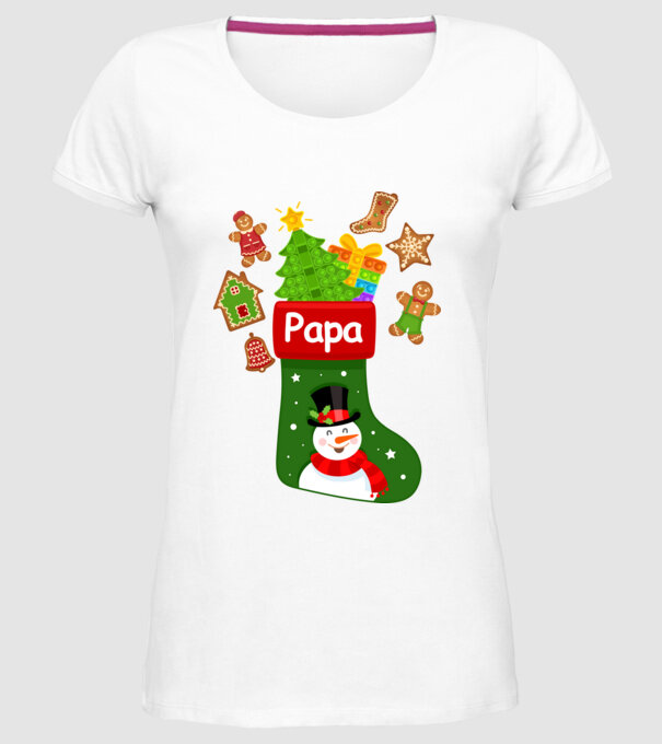Papa zokni minta fehér pólón