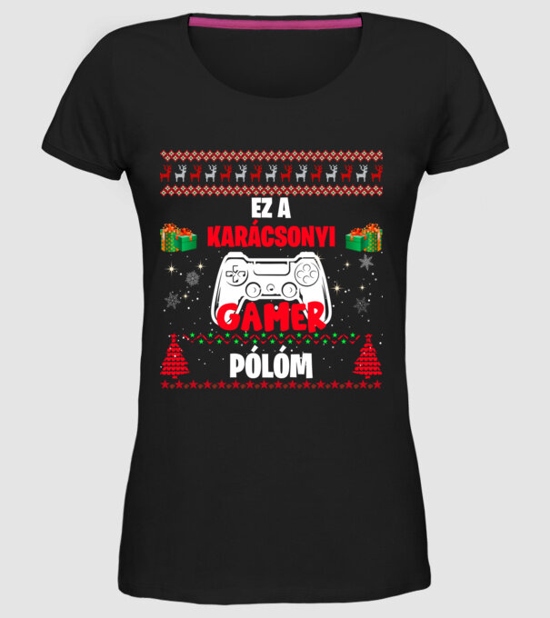 Ez a karácsonyi gamer pólóm minta fekete pólón