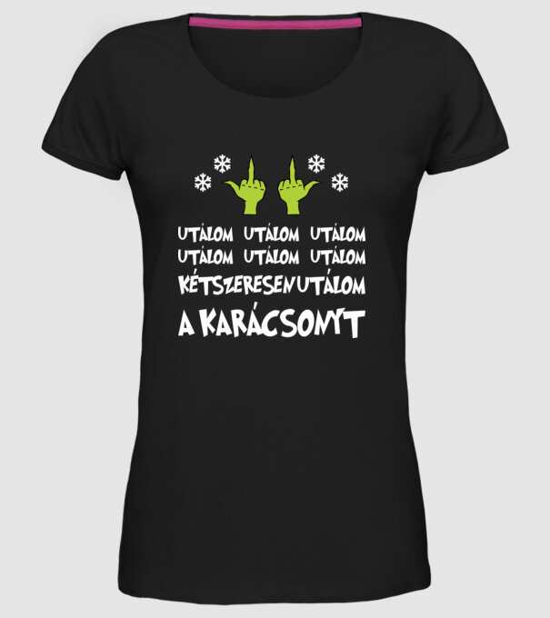 Grincs utálom a karácsonyt minta fekete pólón