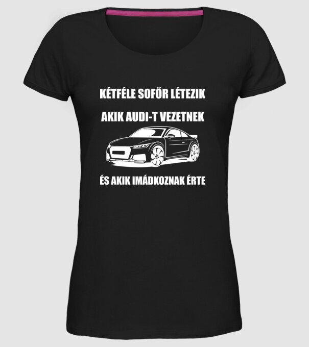 Kétféle sofőr Audi minta fekete pólón