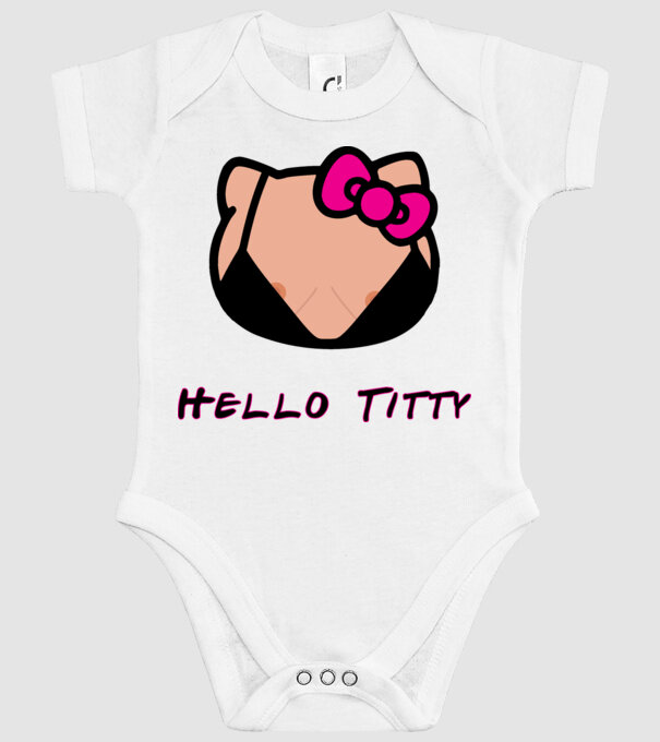 Hello Titty minta fehér pólón