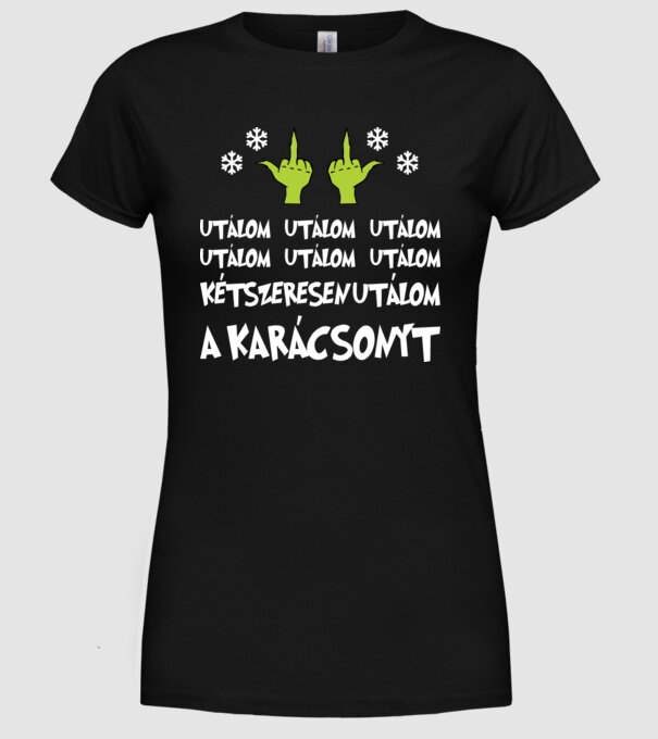 Grincs utálom a karácsonyt minta fekete pólón