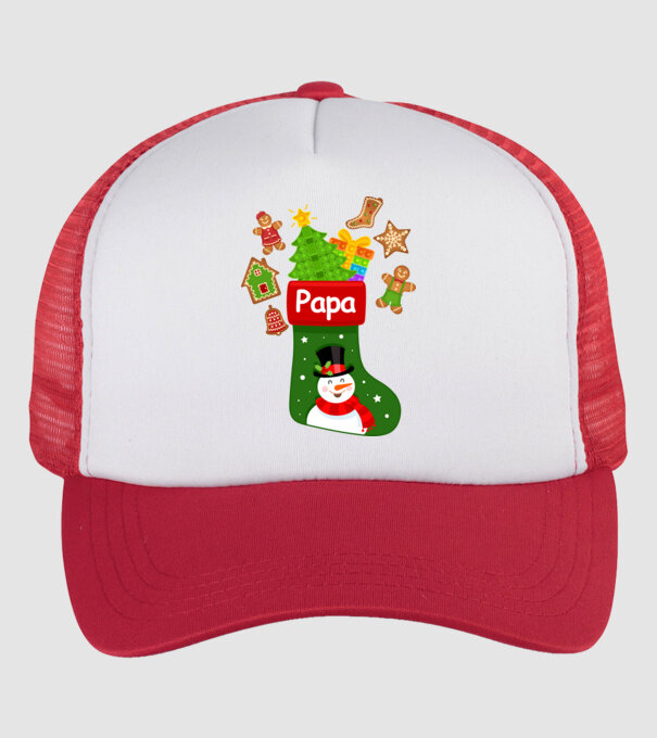 Papa zokni minta fehér/piros pólón