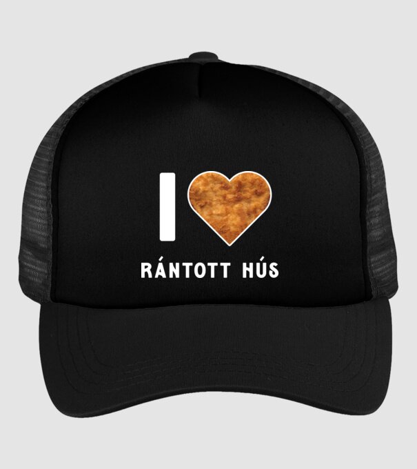 I love rántott hús minta fekete pólón