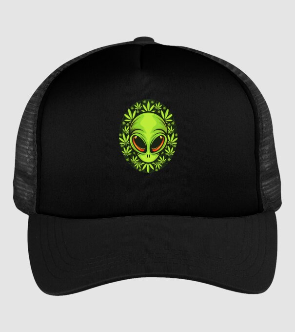 UFO weed minta fekete pólón