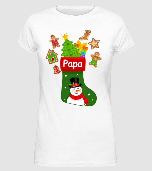 Papa zokni minta fehér pólón