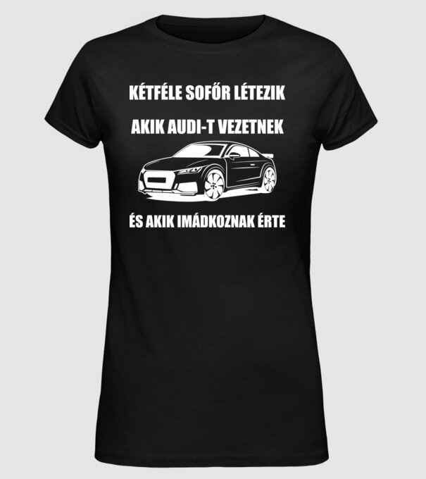 Kétféle sofőr Audi minta fekete pólón