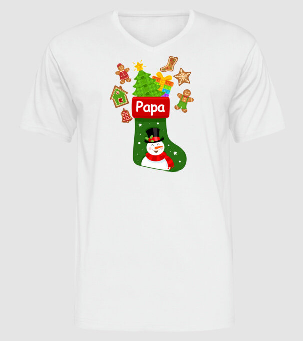 Papa zokni minta fehér pólón