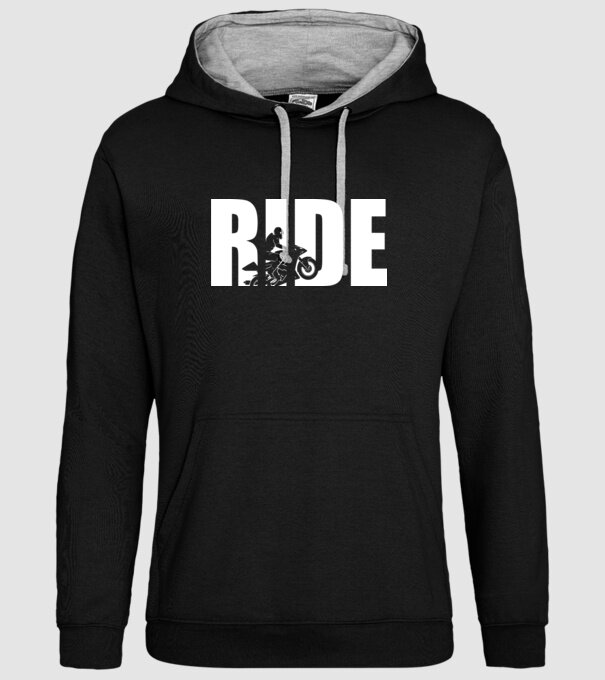 Ride motoros minta fekete pólón