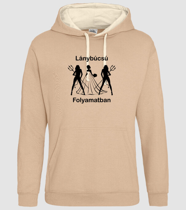 Lánybúcsú folyamatban minta homokszín pólón