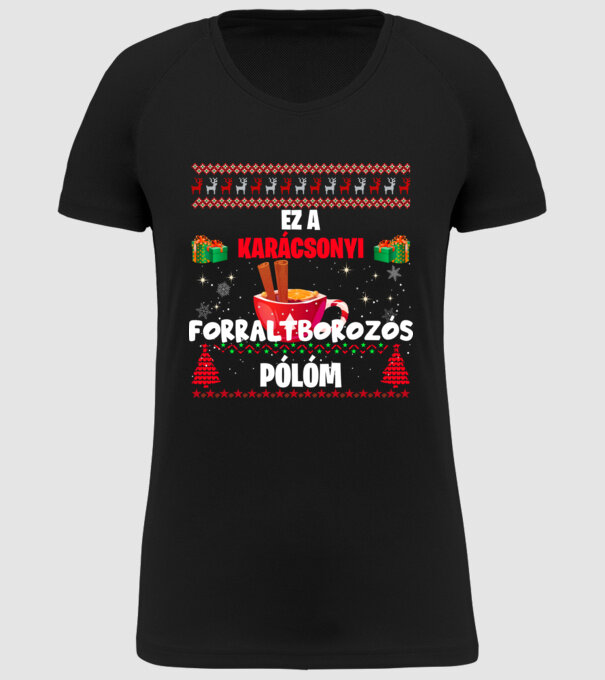 Ez a karácsonyi forraltborozós pólóm minta fekete pólón