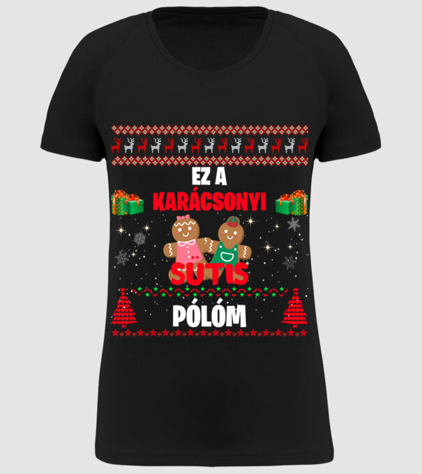 Ez a karácsonyi sütis pólóm minta fekete pólón