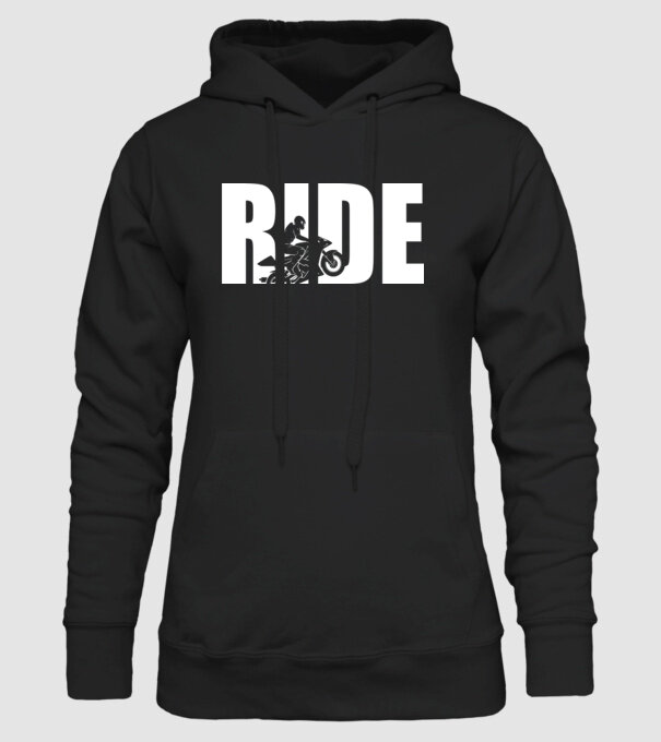 Ride motoros minta fekete pólón