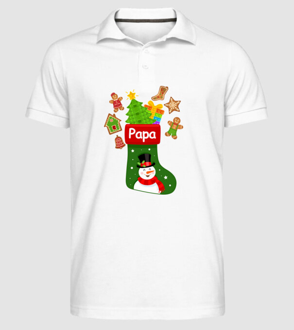 Papa zokni minta fehér pólón