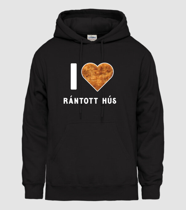 I love rántott hús minta fekete pólón