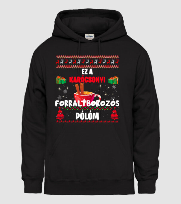 Ez a karácsonyi forraltborozós pólóm minta fekete pólón