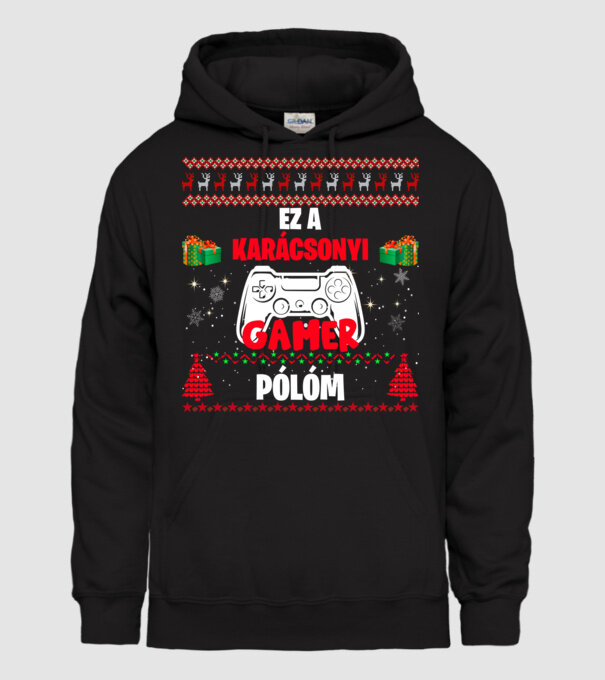Ez a karácsonyi gamer pólóm minta fekete pólón