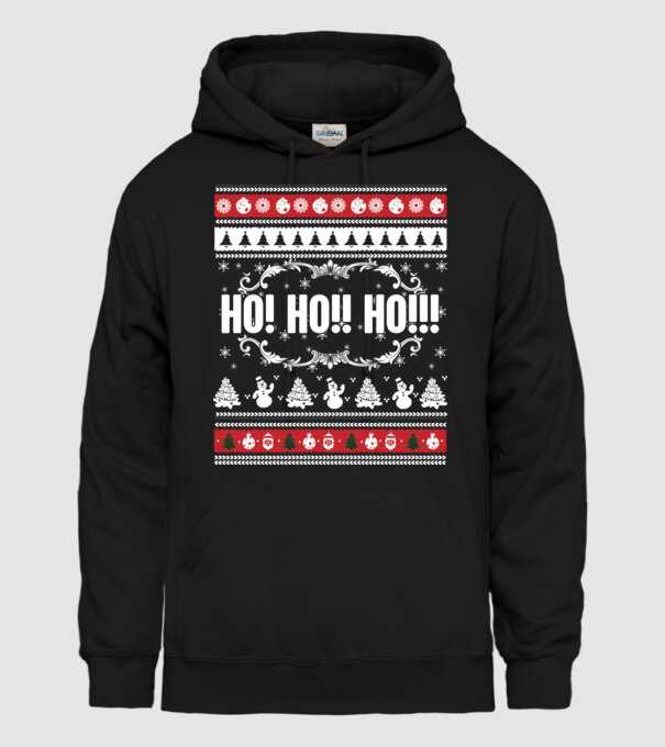 Ho ho ho karácsony minta fekete pólón