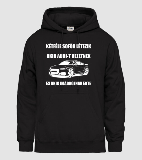 Kétféle sofőr Audi minta fekete pólón