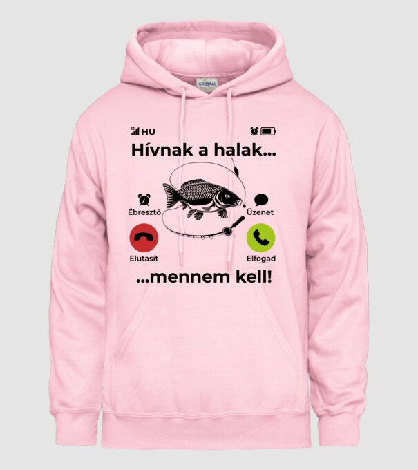 Hívnak a halak mennem kell minta világos rózsaszín pólón