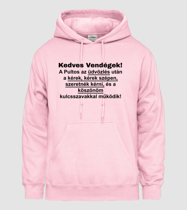 Kedves Vendégek! minta világos rózsaszín pólón