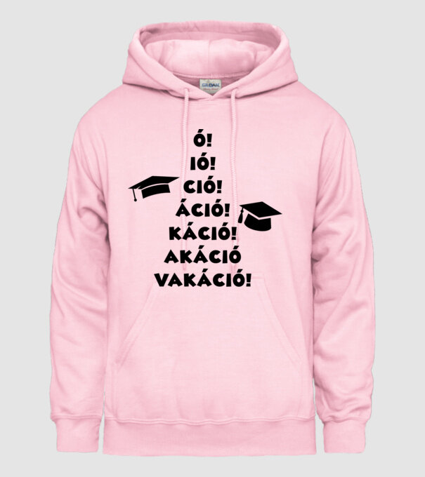 Vakáció póló minta világos rózsaszín pólón