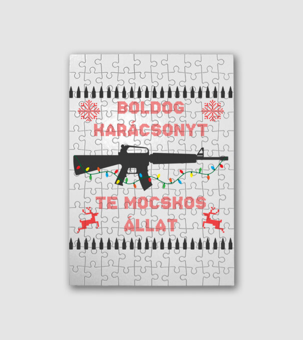 Boldog karácsonyt te mocskos állat minta fehér pólón