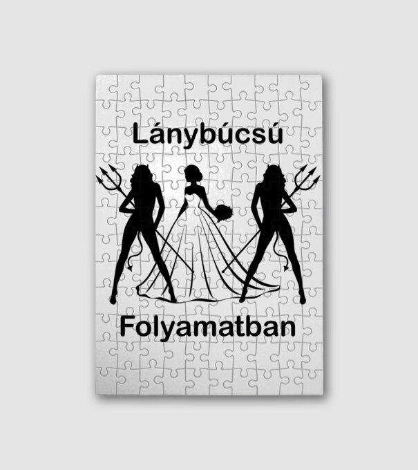 Lánybúcsú folyamatban minta fehér pólón