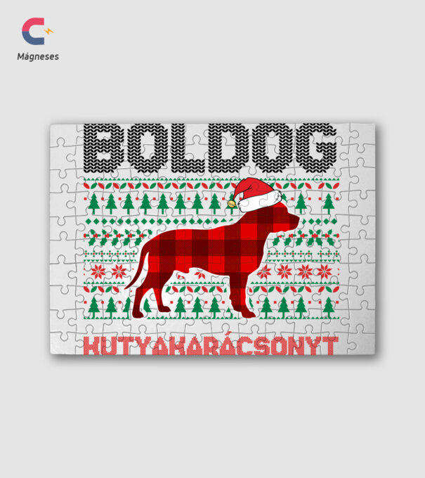 Boldog kutyakarácsonyt minta fehér pólón