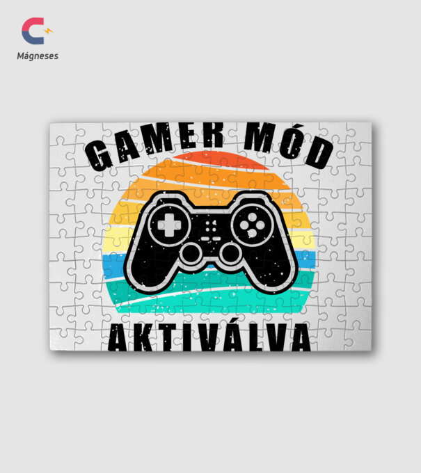 Gamer mód aktiválva minta fehér pólón