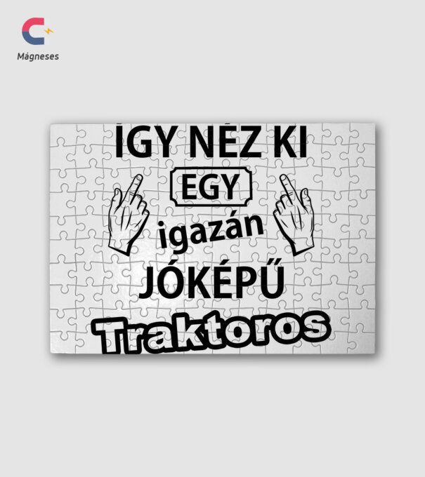 Jóképű traktoros minta fehér pólón